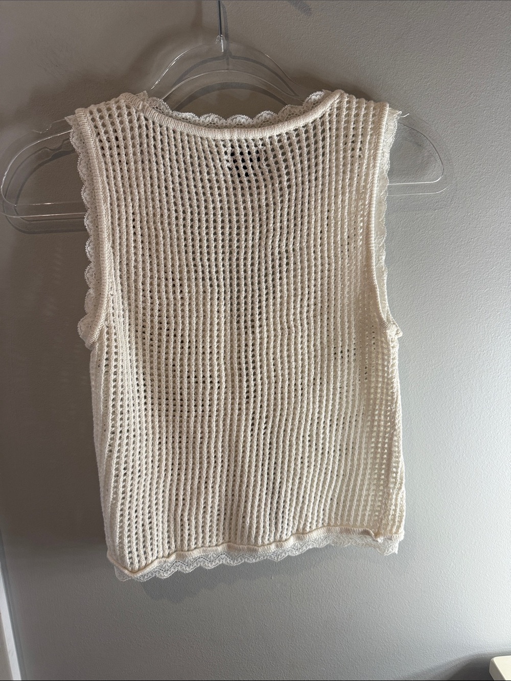 PacSun Cream Open-Knit Tie-Front Tank - Picture 4 of 4